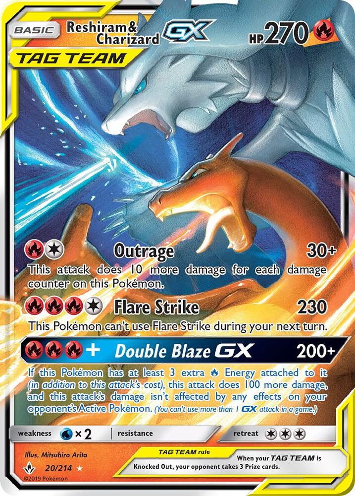151612046 20/214 Reshiram & Charizard GX PSA 9