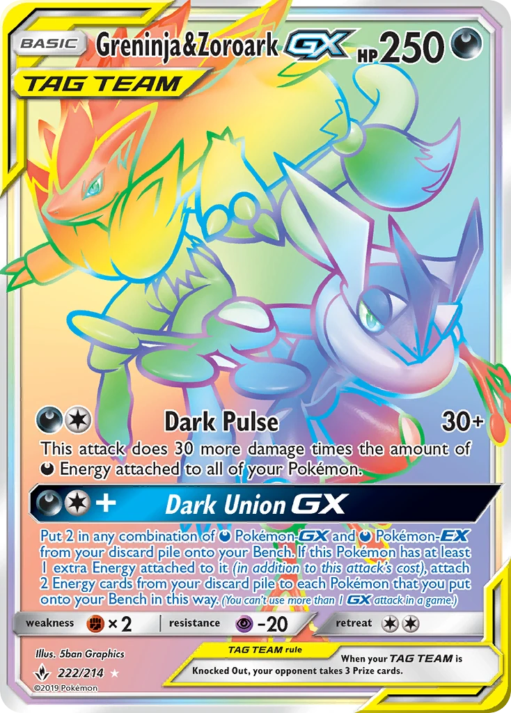 122535010 222/214 Greninja & Zoroark GX PSA 10